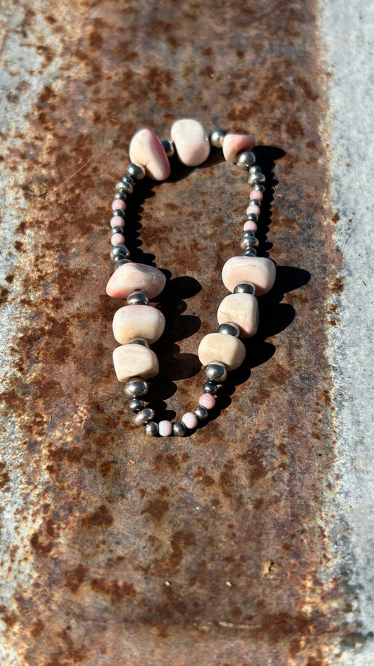 Pink Conch Navajo Pearl Bracelet