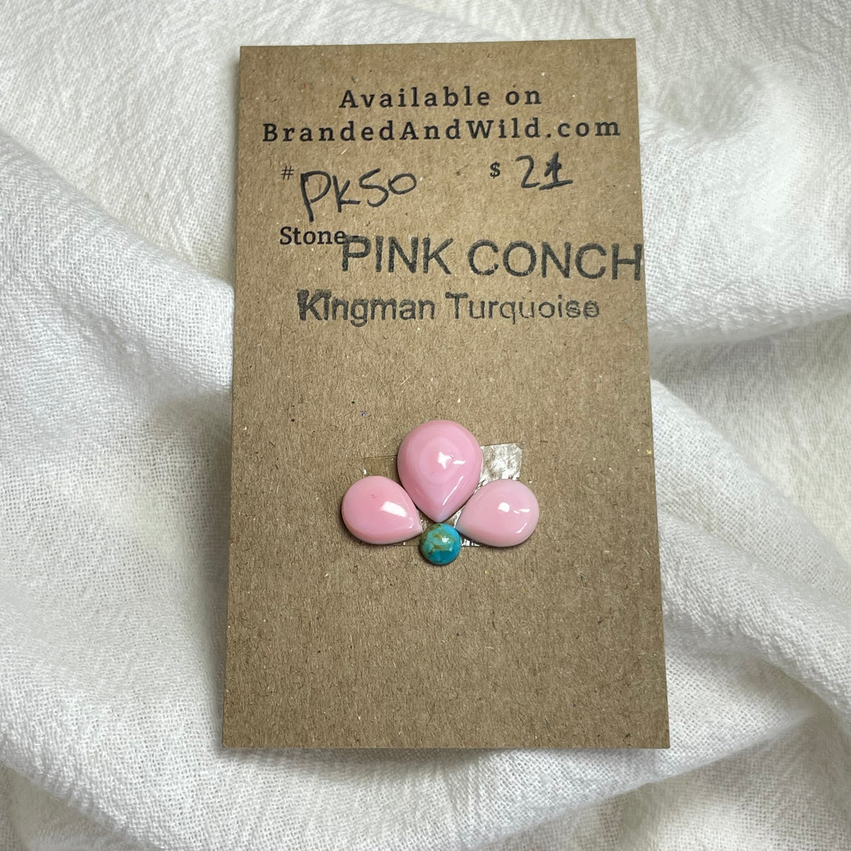 Pink Conch / Kingman Turquoise Cabochon - PK50 356E282C-A4A2-4D34-9565-46D3BE6B0C4E Brandedandwild.com