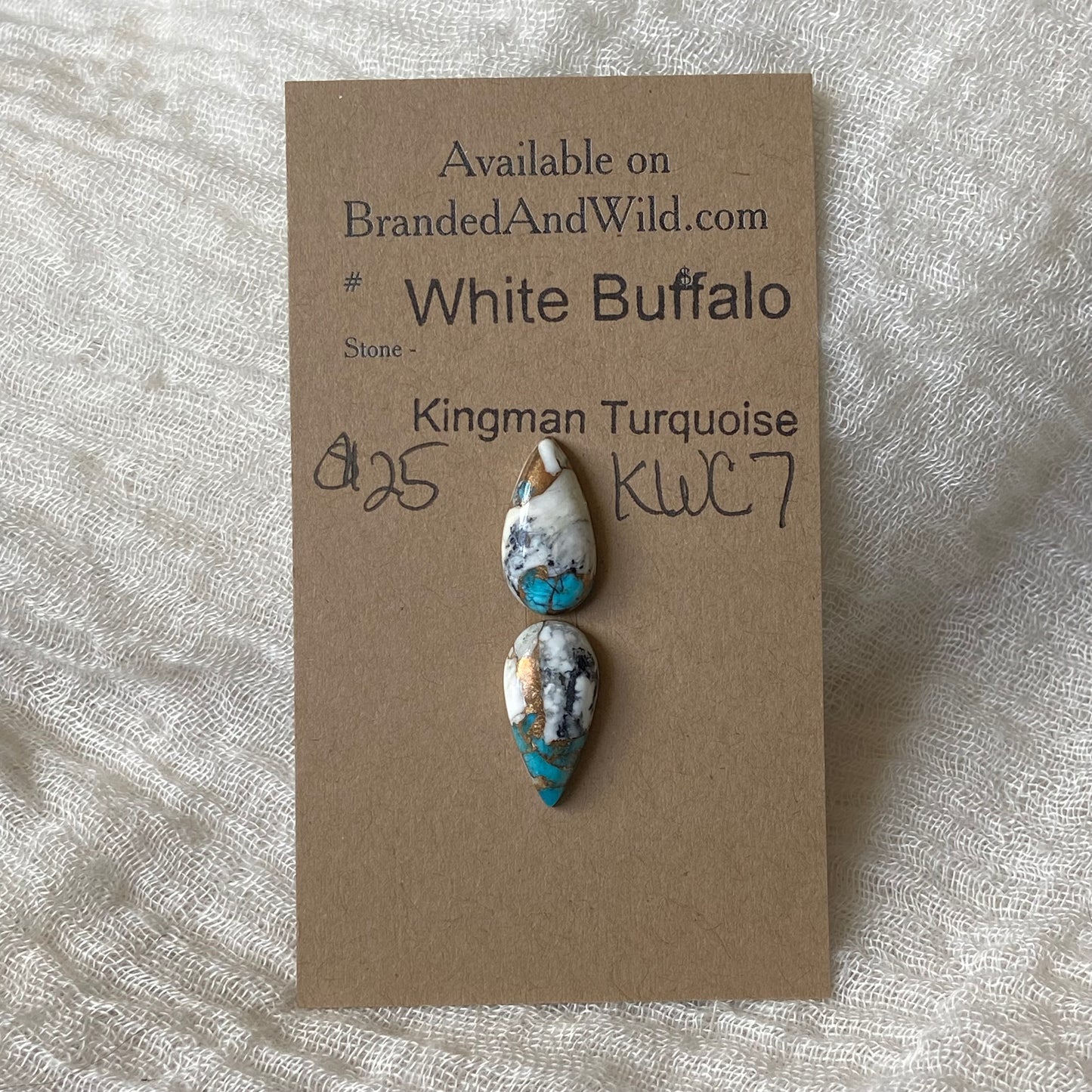 Kingman Turquoise, White Buffalo, Copper Cabochon - KWC7 35B62A66-BDEE-48BA-91DA-A869022A9278 Brandedandwild.com