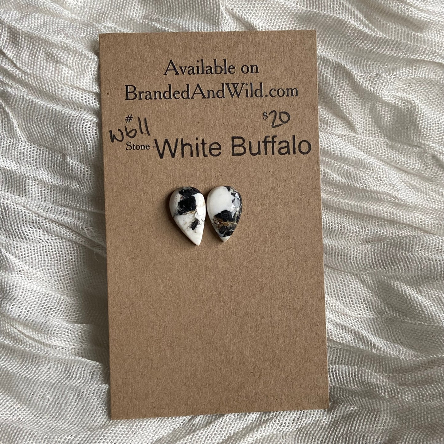 White Buffalo Cabochon - WB11 35BE4289-505D-4048-BE3B-7230BD5CFB03 Brandedandwild.com