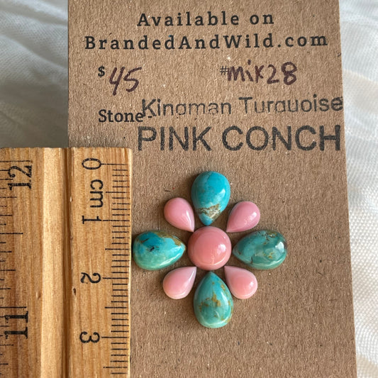 Kingman / Pink Conch Cabochon - MIX28 360E9A82-5771-4514-9AC5-E315CEDEB226 Brandedandwild.com