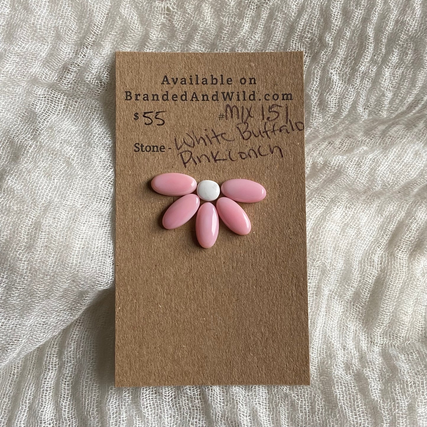 Pink Conch / White Buffalo Cabochon - MIX151 365D4A00-2D1B-4B13-99DA-2439DBFA236A Brandedandwild.com