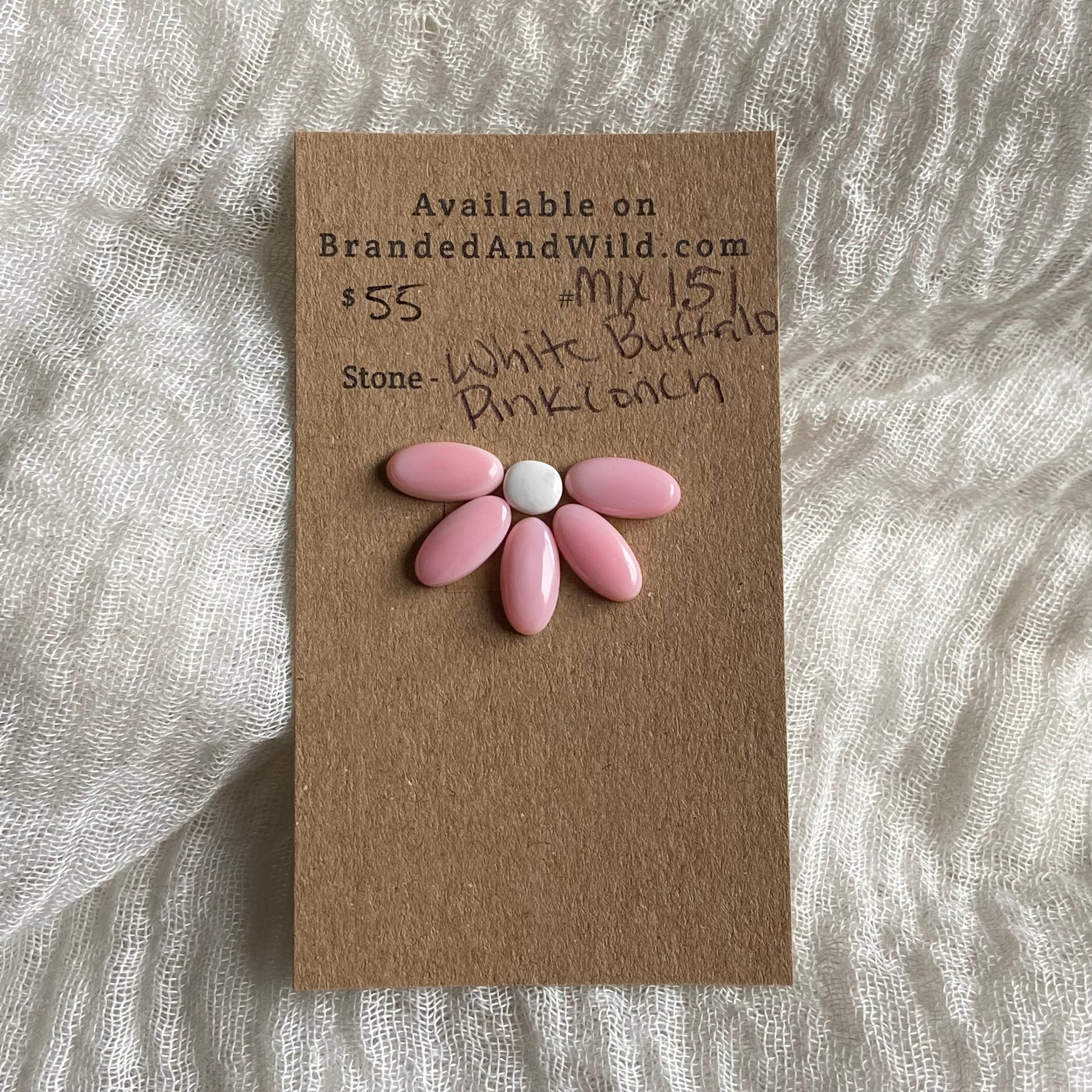 Pink Conch / White Buffalo Cabochon - MIX151 365D4A00-2D1B-4B13-99DA-2439DBFA236A Brandedandwild.com
