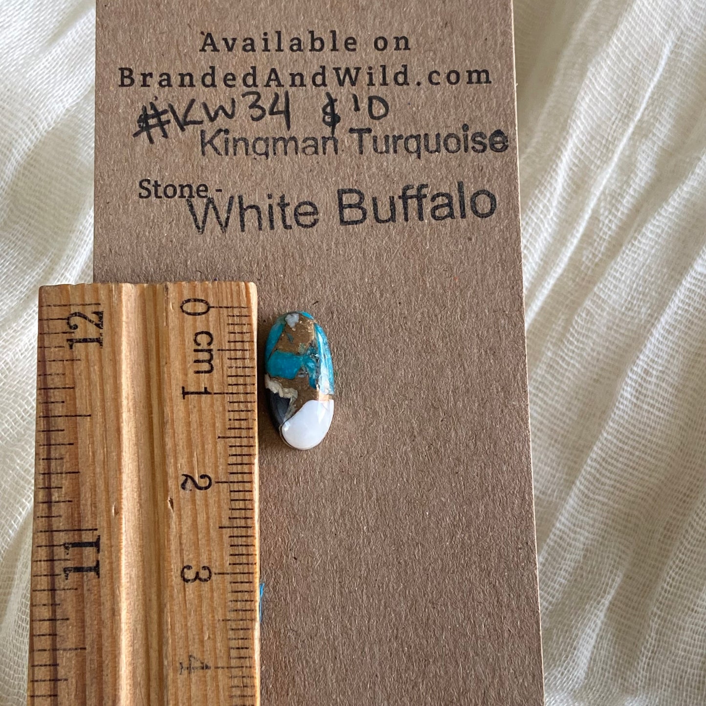 Kingman Turquoise, White Buffalo, Copper Cabochon - KW34