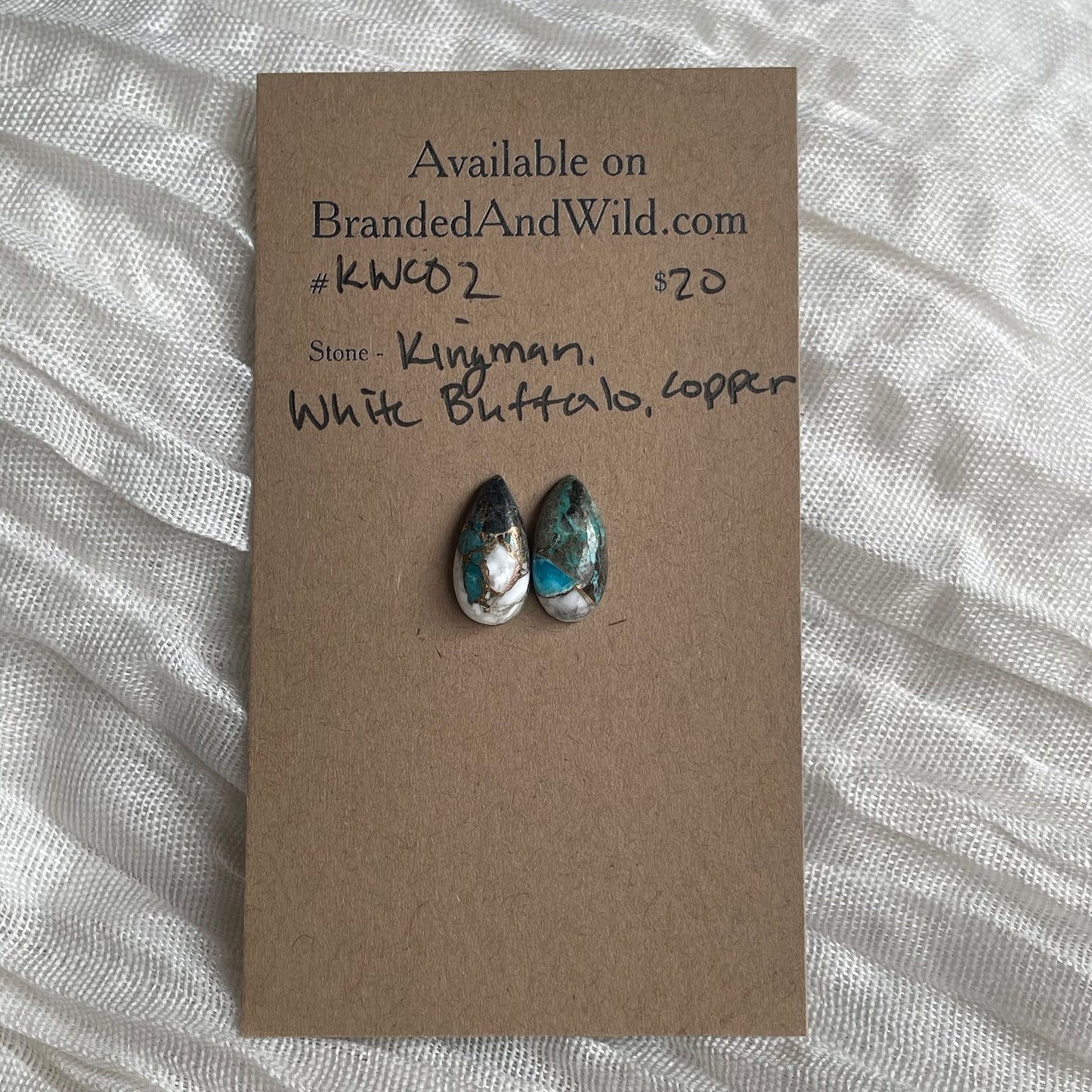 Kingman Turquoise, White Buffalo, Copper Cabochon - KWC02 387682A3-AB31-49E1-833E-6BEE4230734E Brandedandwild.com