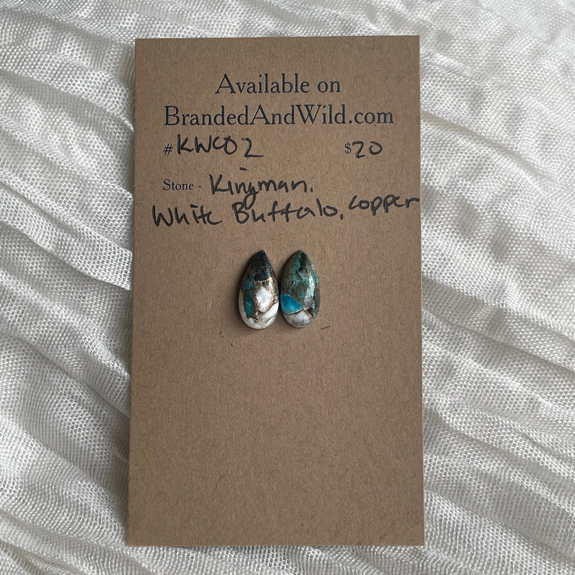 Kingman Turquoise, White Buffalo, Copper Cabochon - KWC02 387682A3-AB31-49E1-833E-6BEE4230734E Brandedandwild.com