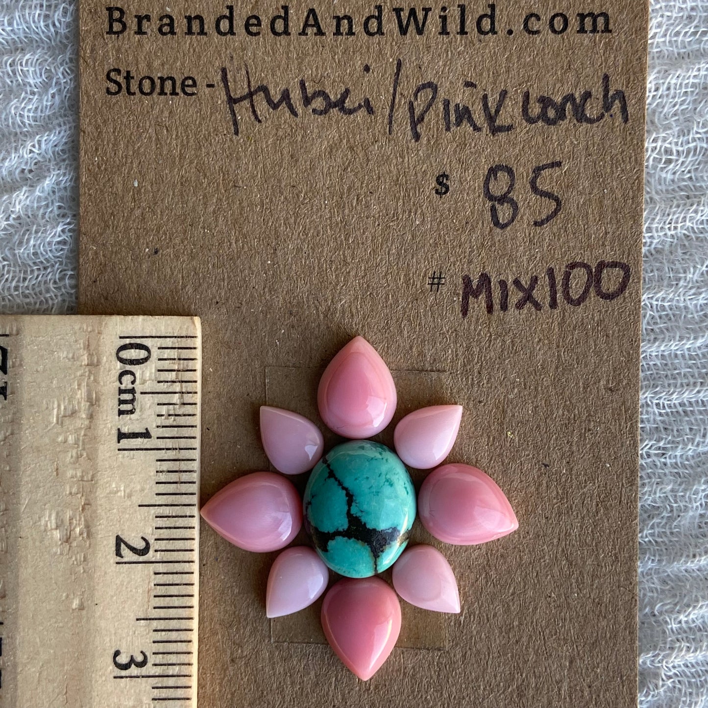 Hubei Turquoise / Pink Conch Cabochon - MIX100