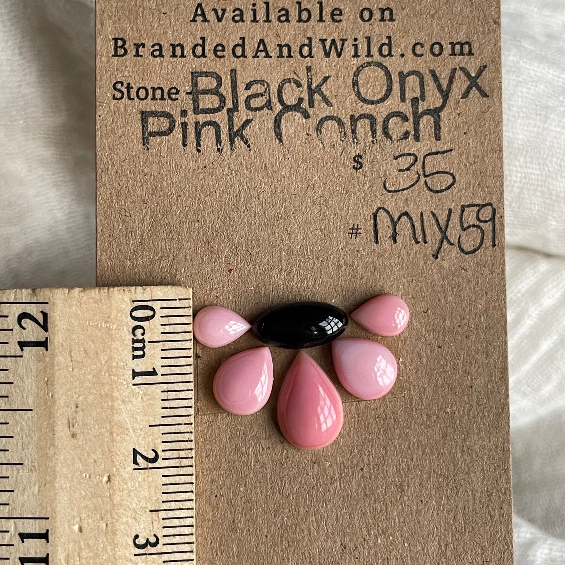 Black Onyx / Pink Conch Cabochon - MIX59 38B0005C-578D-40E1-9AB9-2912B6385B34 Brandedandwild.com