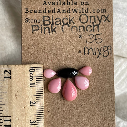Black Onyx / Pink Conch Cabochon - MIX59 38B0005C-578D-40E1-9AB9-2912B6385B34 Brandedandwild.com