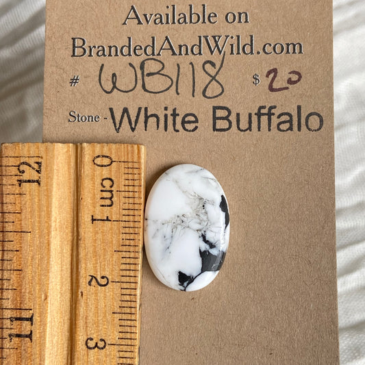 White Buffalo Cabochon - WB118 394213EC-F5DB-4606-9481-765704DE9FEB Brandedandwild.com