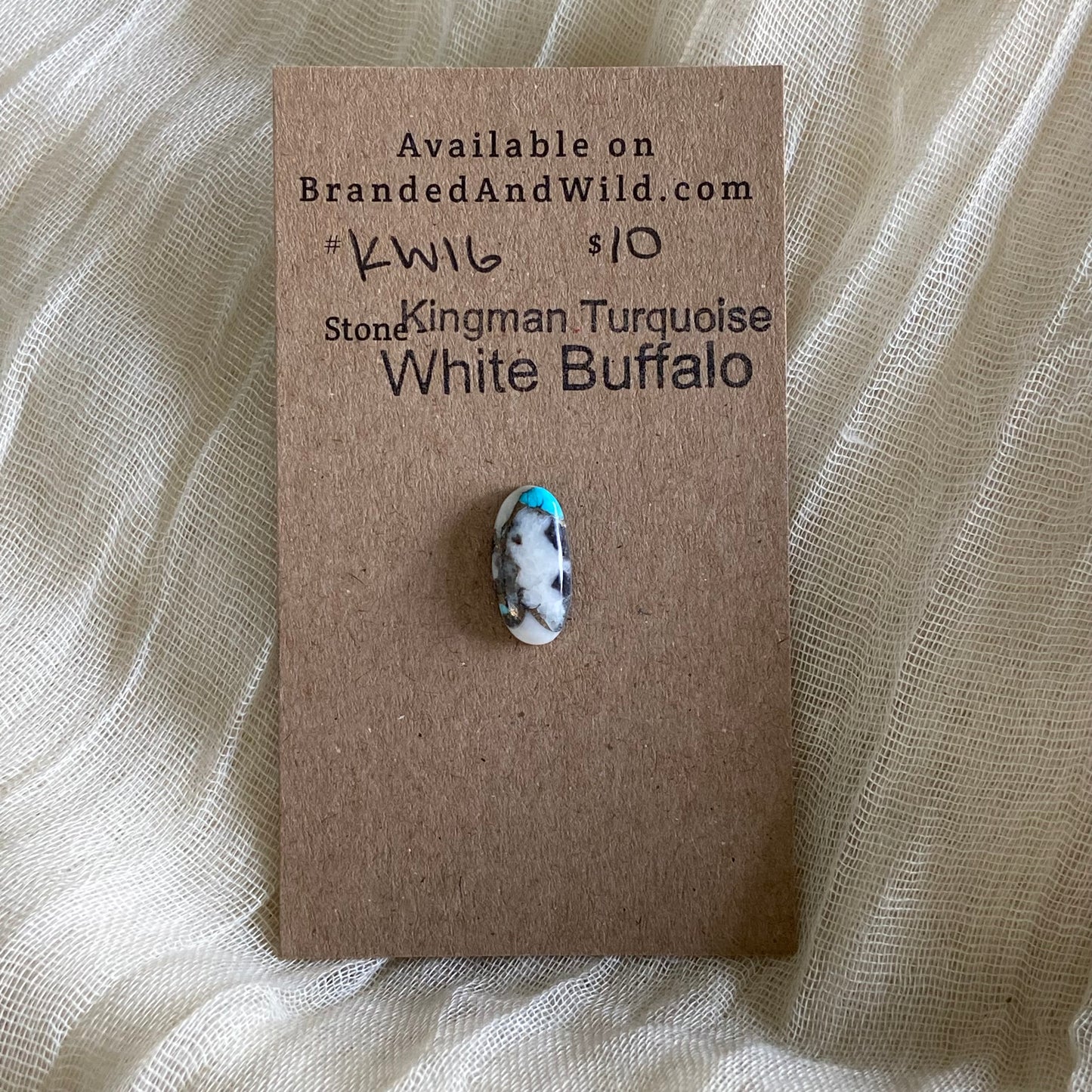 Kingman Turquoise, White Buffalo, Copper Cabochon - KW16