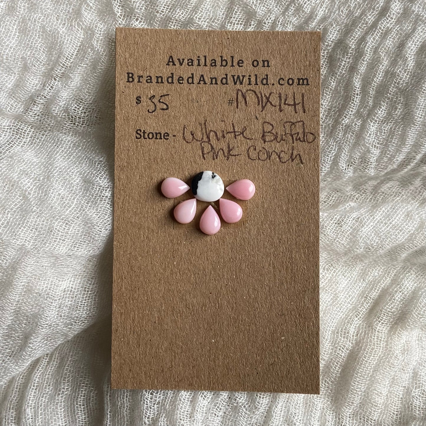 Pink Conch / White Buffalo Cabochon - MIX141 3B73841A-F0BF-446D-9694-0F564006D60D Brandedandwild.com