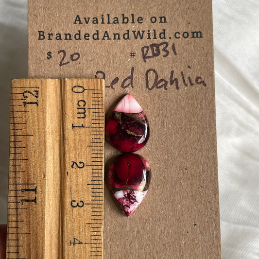 Red Dahlia Cabochon - RD31 3C2E12FC-D1C9-4946-9CAD-7557A1EC4349 Brandedandwild.com