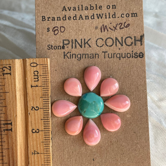 Kingman / Pink Conch Cabochon - MIX26 3C4CEE3C-8582-4594-9C4D-1E91F9DEB7BC Brandedandwild.com