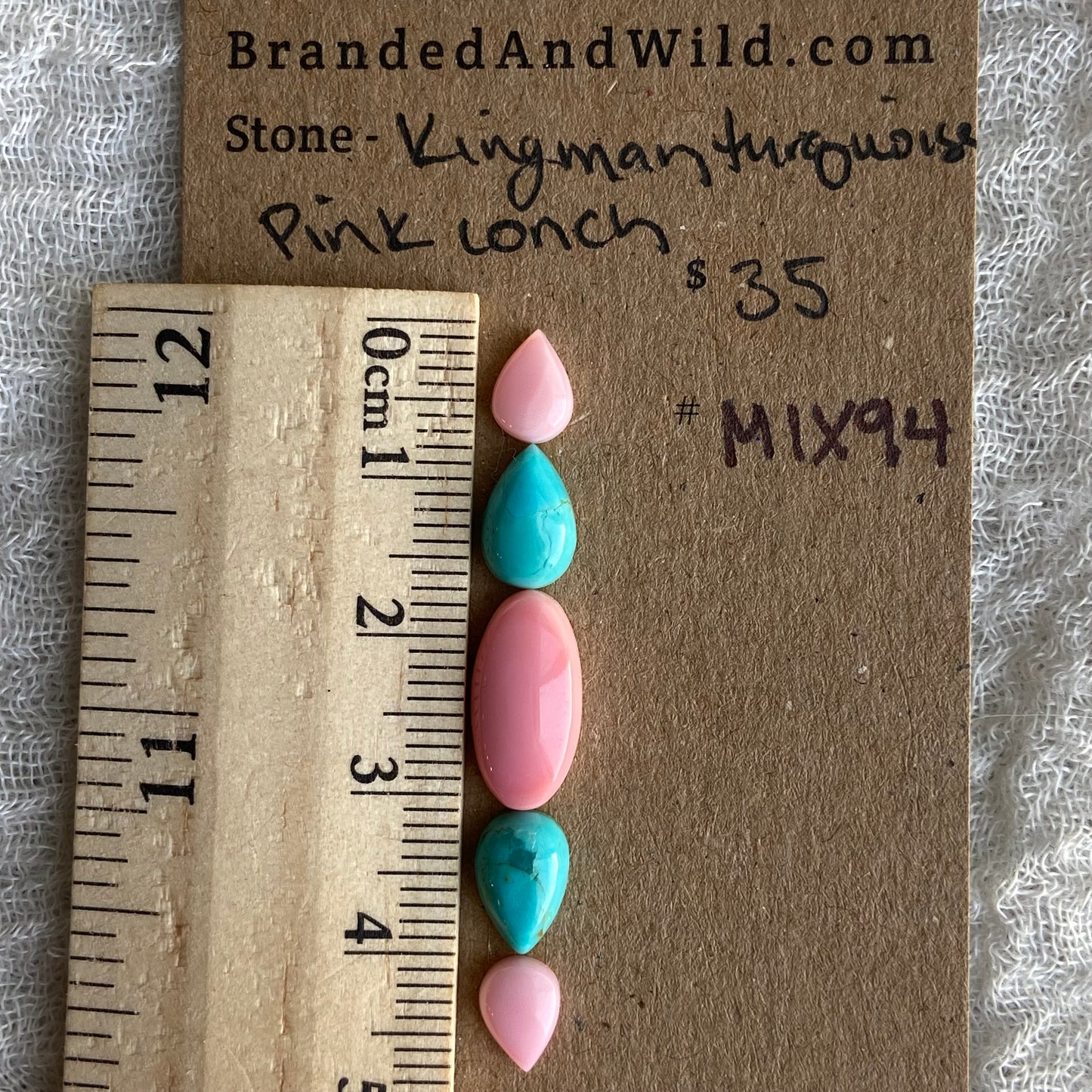 Pink Conch - Kingman Turquoise Cabochon - MIX94