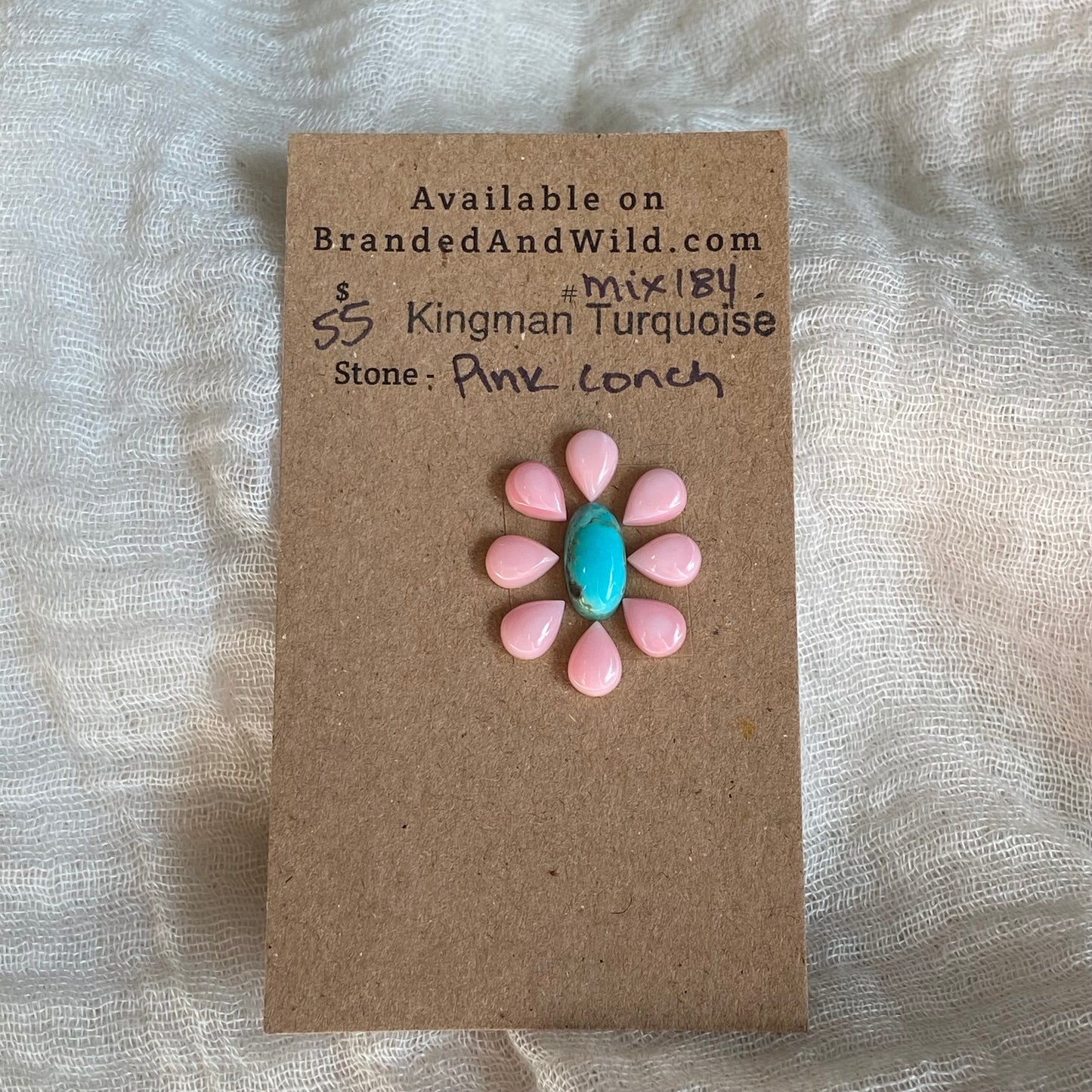 Pink Conch / Kingman Turquoise Cabochon - MIX184 3D636DF7-FA7D-4B8E-85C7-2435815E9399 Brandedandwild.com