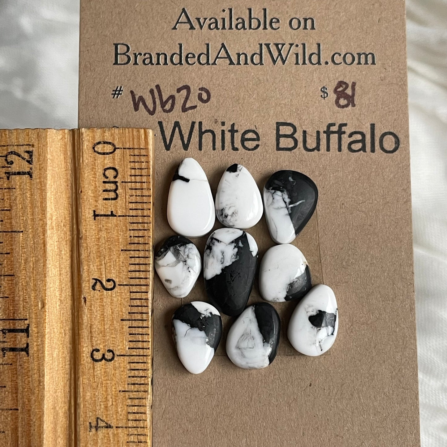 White Buffalo Cabochon - WB20 3DBD60CE-B4EB-4EB3-A1CE-552516231421 Brandedandwild.com