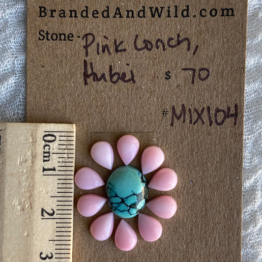 Hubei Turquoise / Pink Conch Cabochon - MIX104