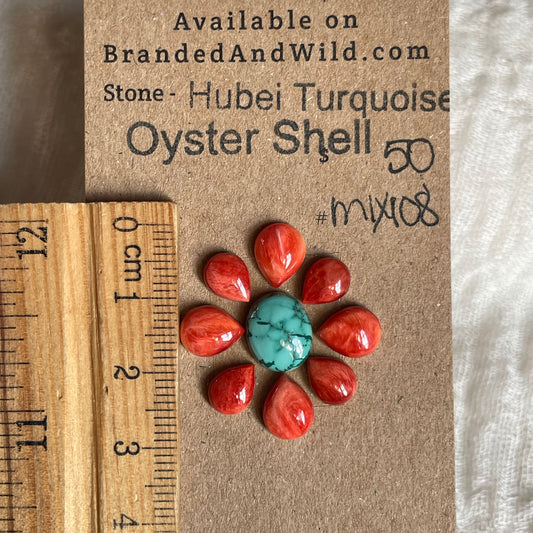 Turquoise / Oyster Shell Cabochon - MIX108 3F00B1B7-6C32-45A5-AAE1-FFF6EDDA08FF Brandedandwild.com