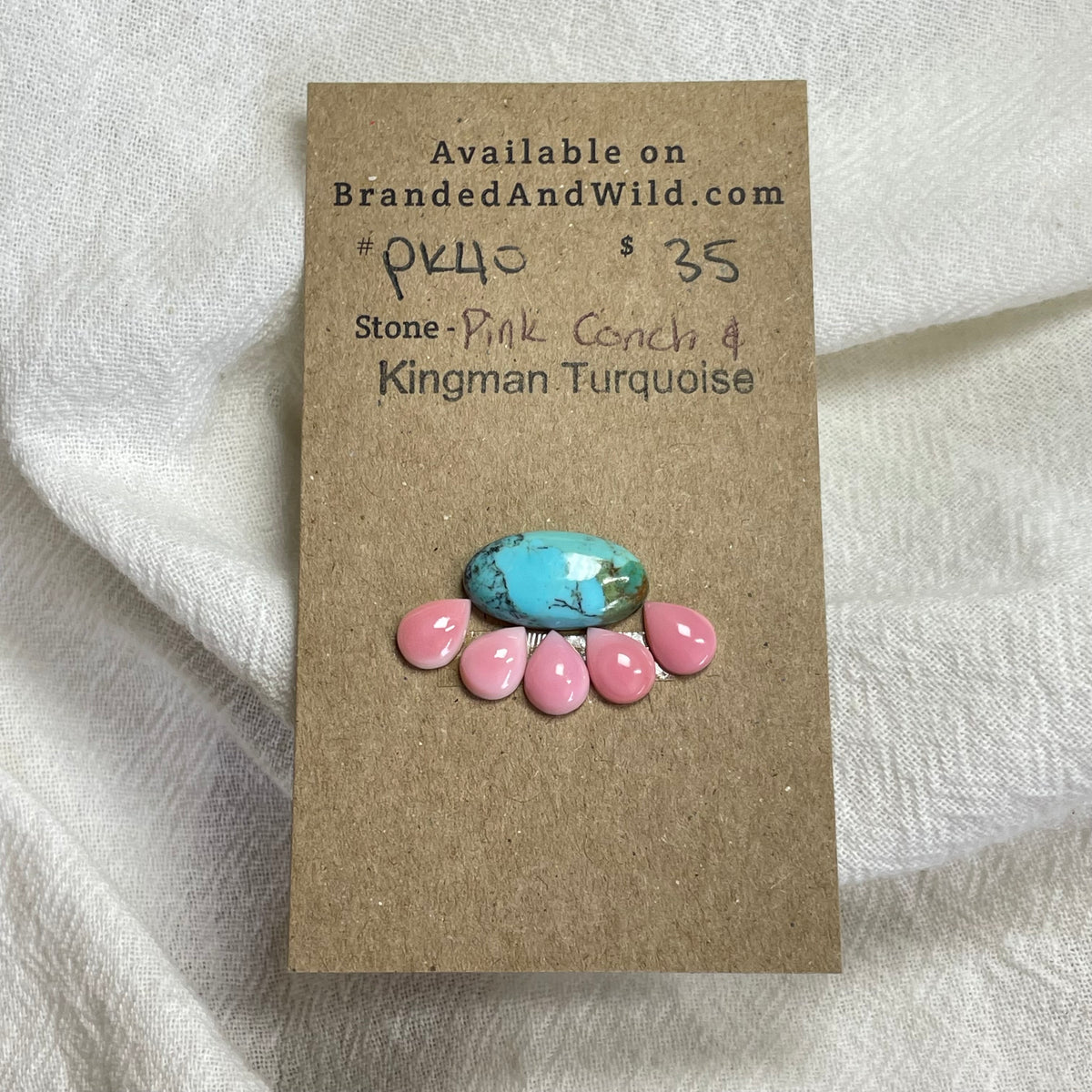 Pink Conch / Kingman Turquoise Cabochon - PK40 3FDE3B56-5EE3-44AE-994C-1324C77C3EBB Brandedandwild.com