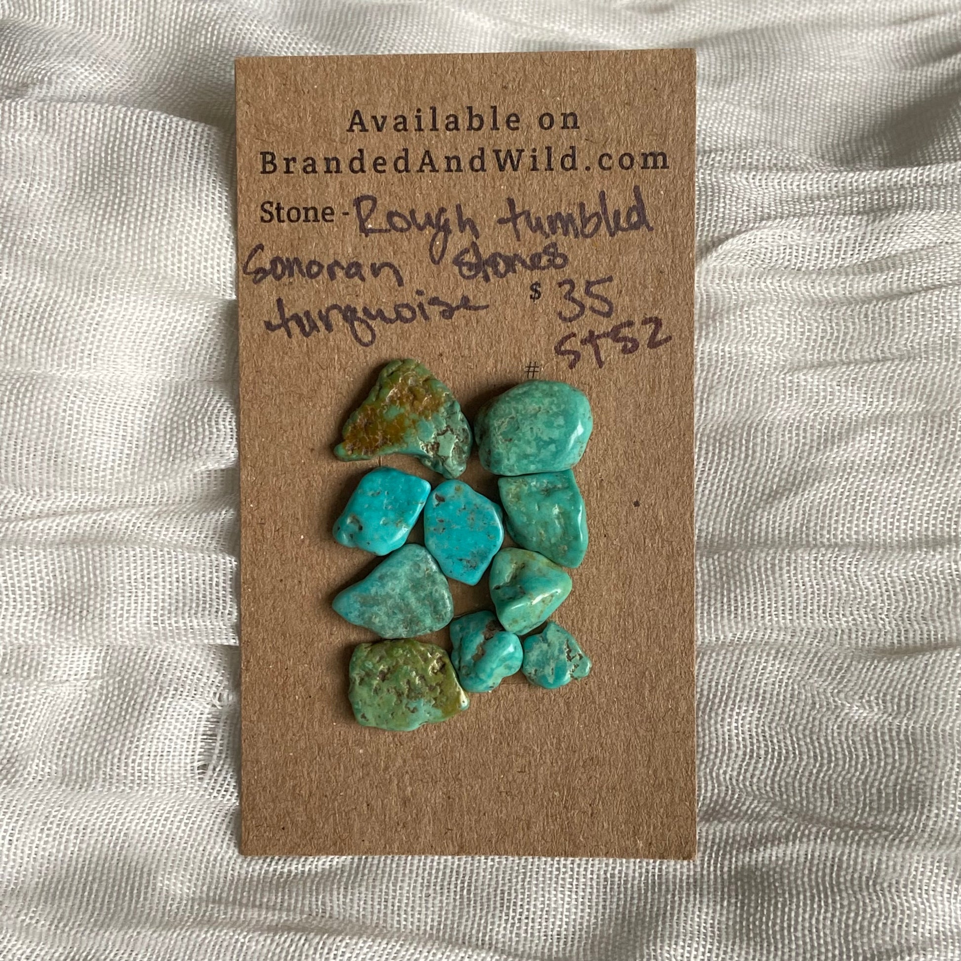Sonoran Turquoise Rough Tumbled Cabochon - ST52 3FF35678-C12A-448B-A23C-99DAFA8FA4CA Brandedandwild.com