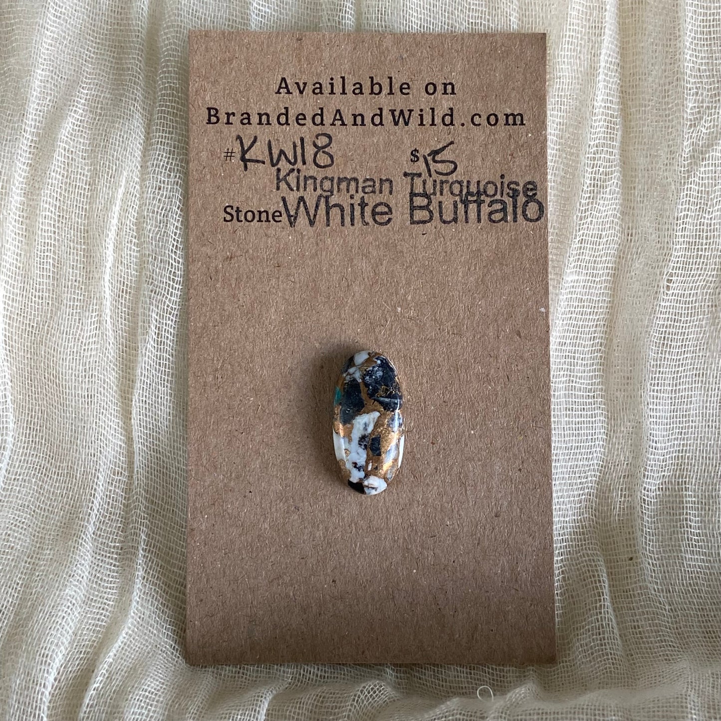Kingman Turquoise, White Buffalo, Copper Cabochon - KW18