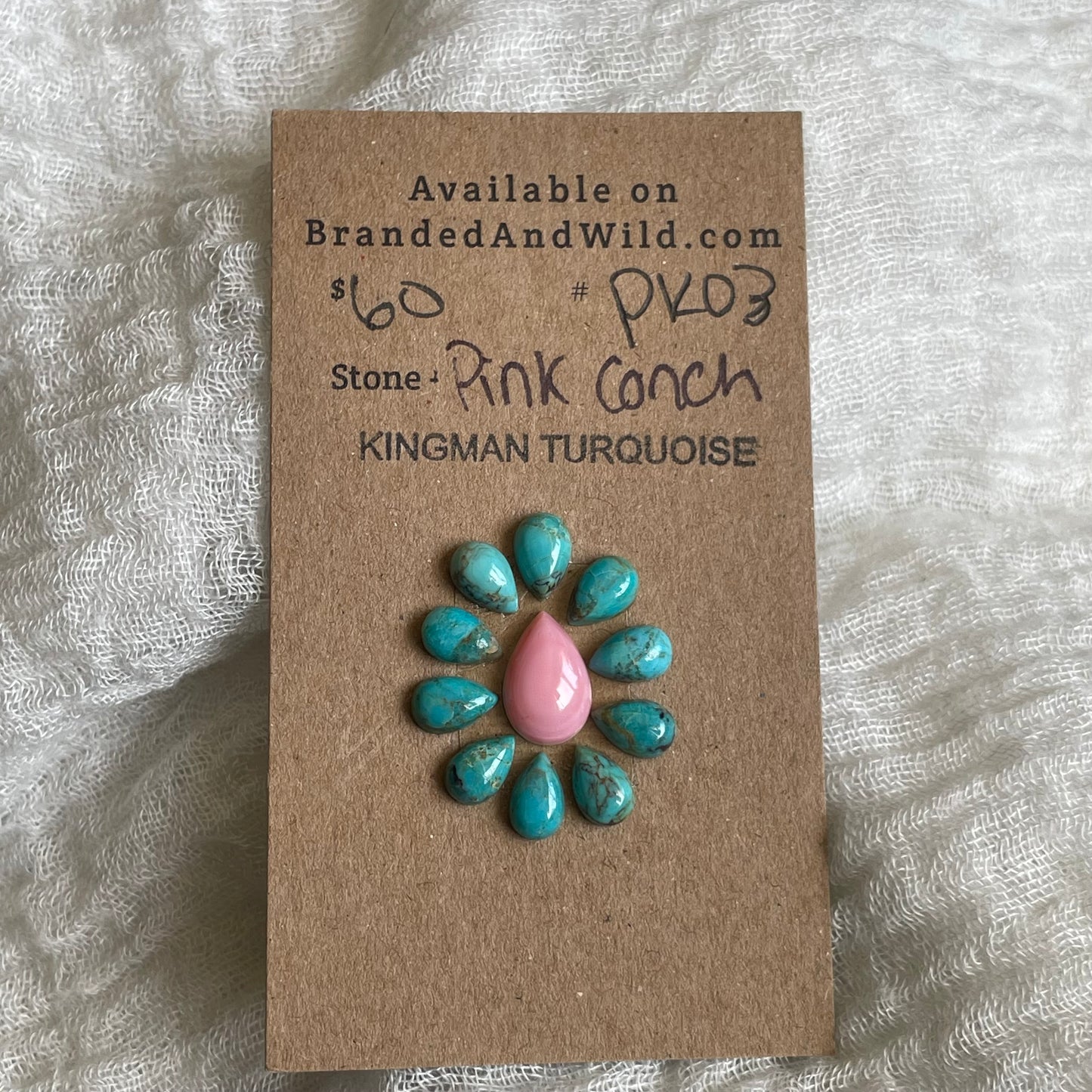 Pink Conch / Kingman Turquoise Cabochon - PK03