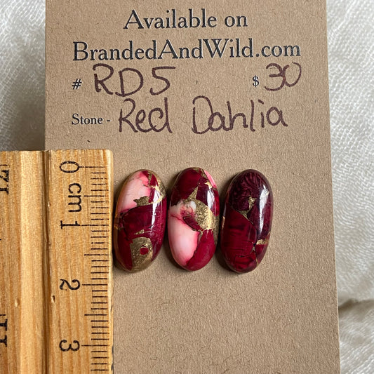 Red Dahlia Cabochon - RD5 4149018A-FEA5-4D43-B0E4-6810C1E8E91C Brandedandwild.com
