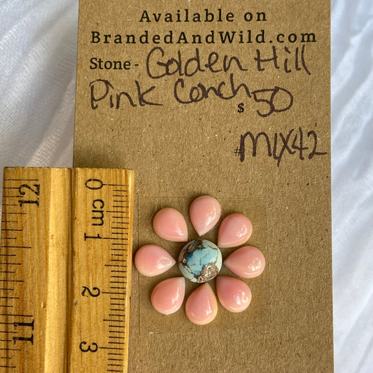 Golden Hill/Pink Conch Cabochon - Mix42