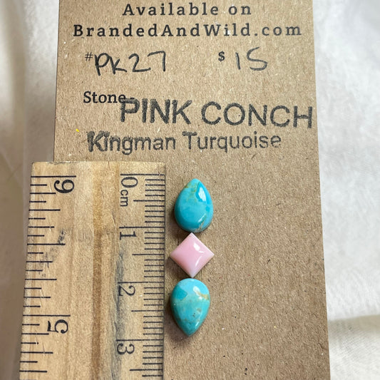Pink Conch / Kingman Turquoise Cabochon - PK27 41E793B3-5537-4FED-8AC1-FF718E9EED8F Brandedandwild.com