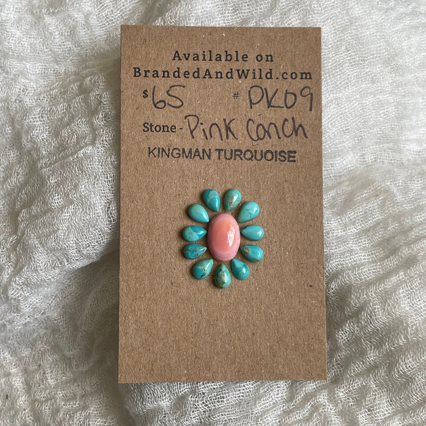 Pink Conch / Kingman Turquoise Cabochon - PK09