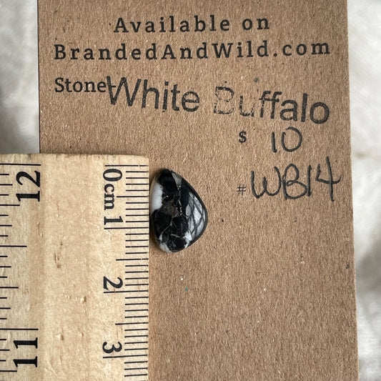 White Buffalo Cabochon - WB14 42A80B4E-F286-4490-9DC6-E6B3B3365A85 Brandedandwild.com