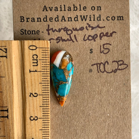 Turquoise, Oystershell, Copper Cabochon - TOC23