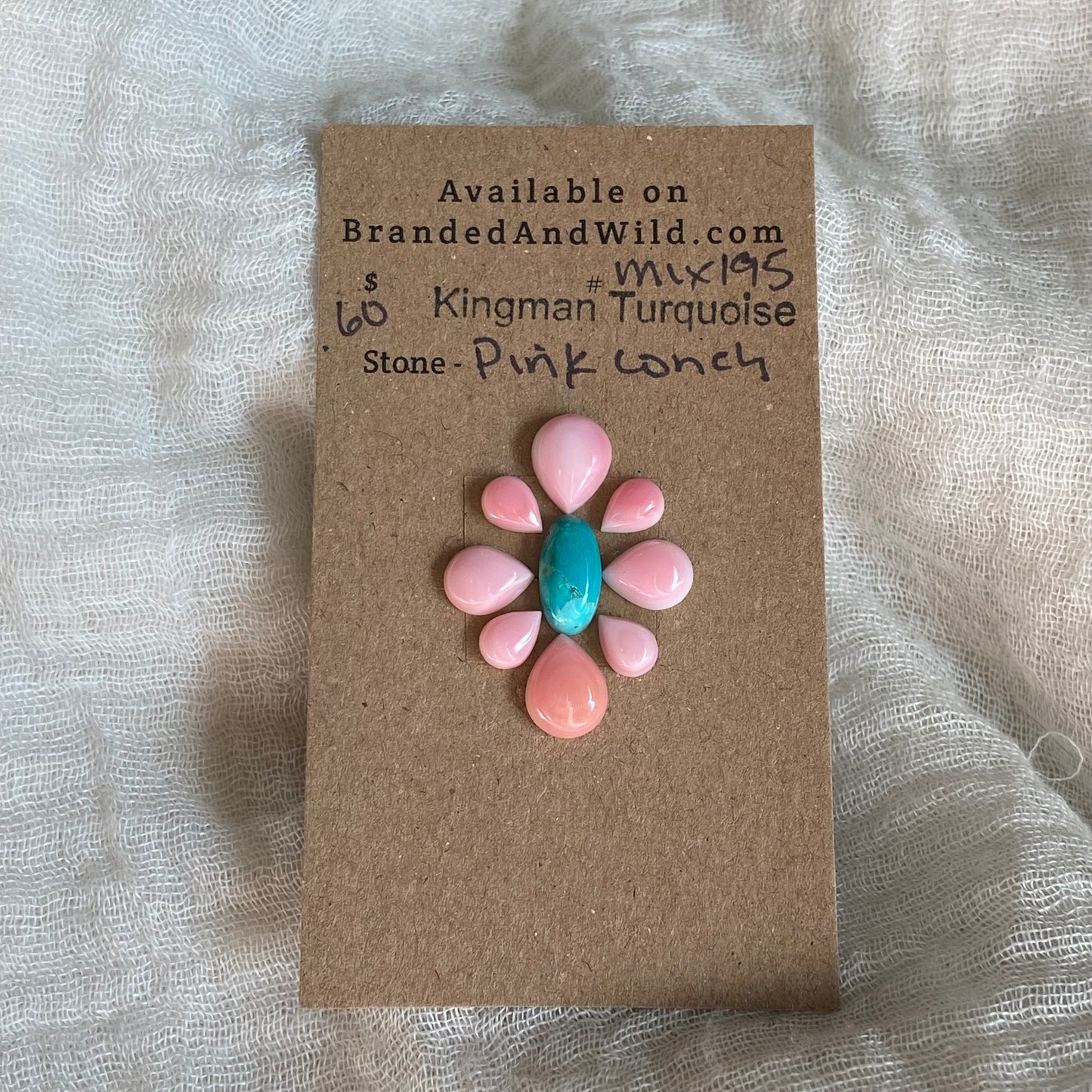 Pink Conch / Kingman Turquoise Cabochon - MIX195 45A34AE8-B5F5-4925-BE51-CB973A42F3A3 Brandedandwild.com