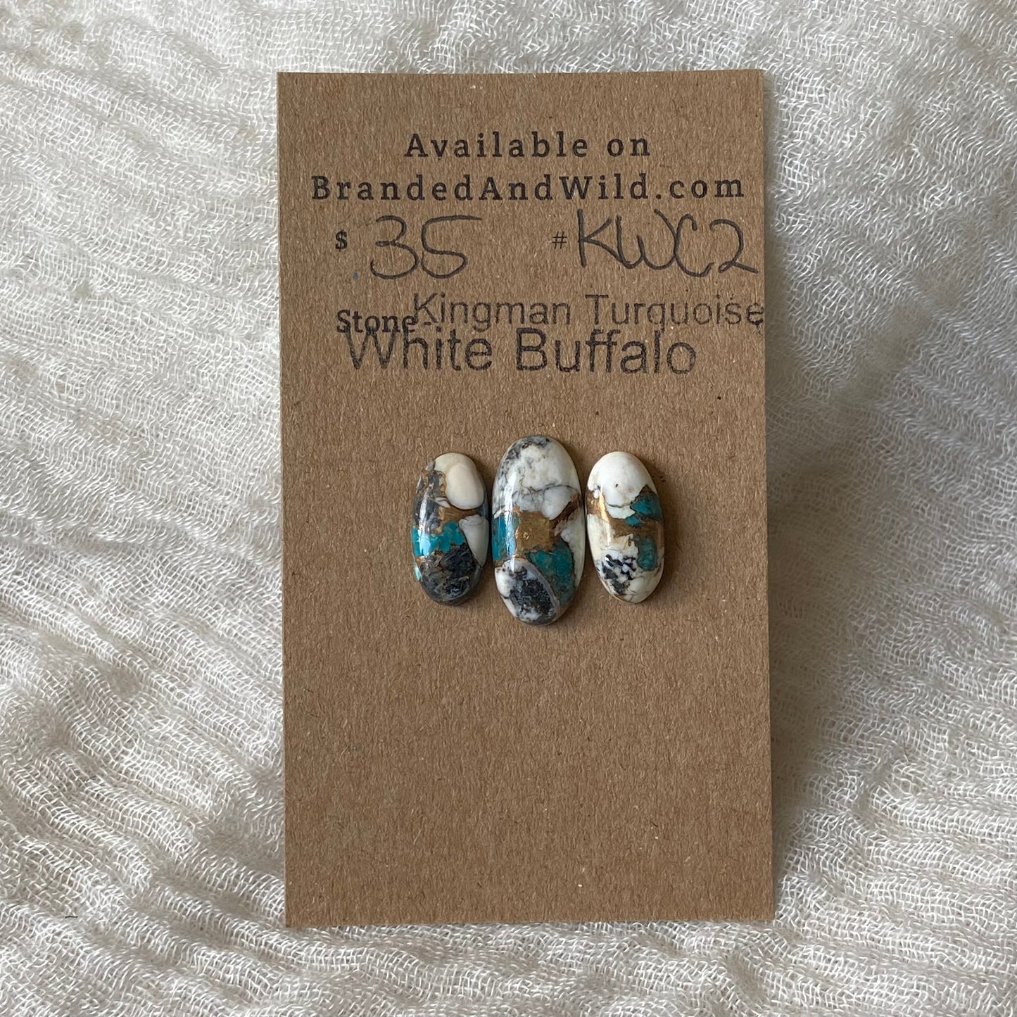Kingman Turquoise, White Buffalo, Copper Cabochon - KWC2 45D43554-C399-400C-BEEF-647249F59189 Brandedandwild.com