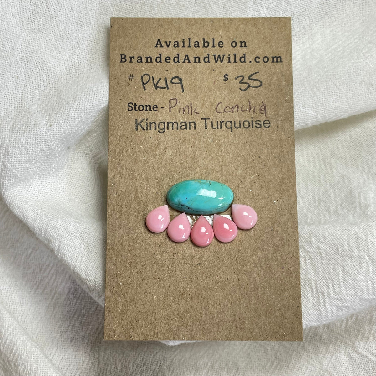 Pink Conch / Kingman Turquoise Cabochon - PK19 461B81A6-7C8D-47D1-8BC6-32251E88E9A0 Brandedandwild.com