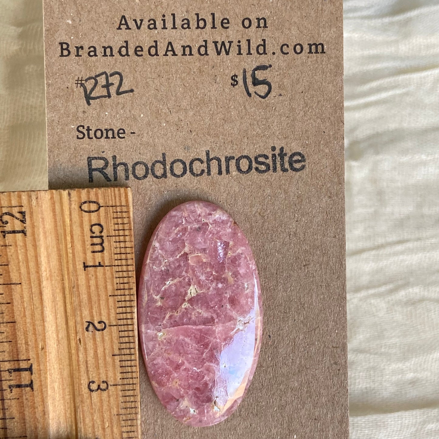 Rhodochrosite Cabochon - R72 4637C4ED-2087-4E83-9E61-109808CF7643 Brandedandwild.com