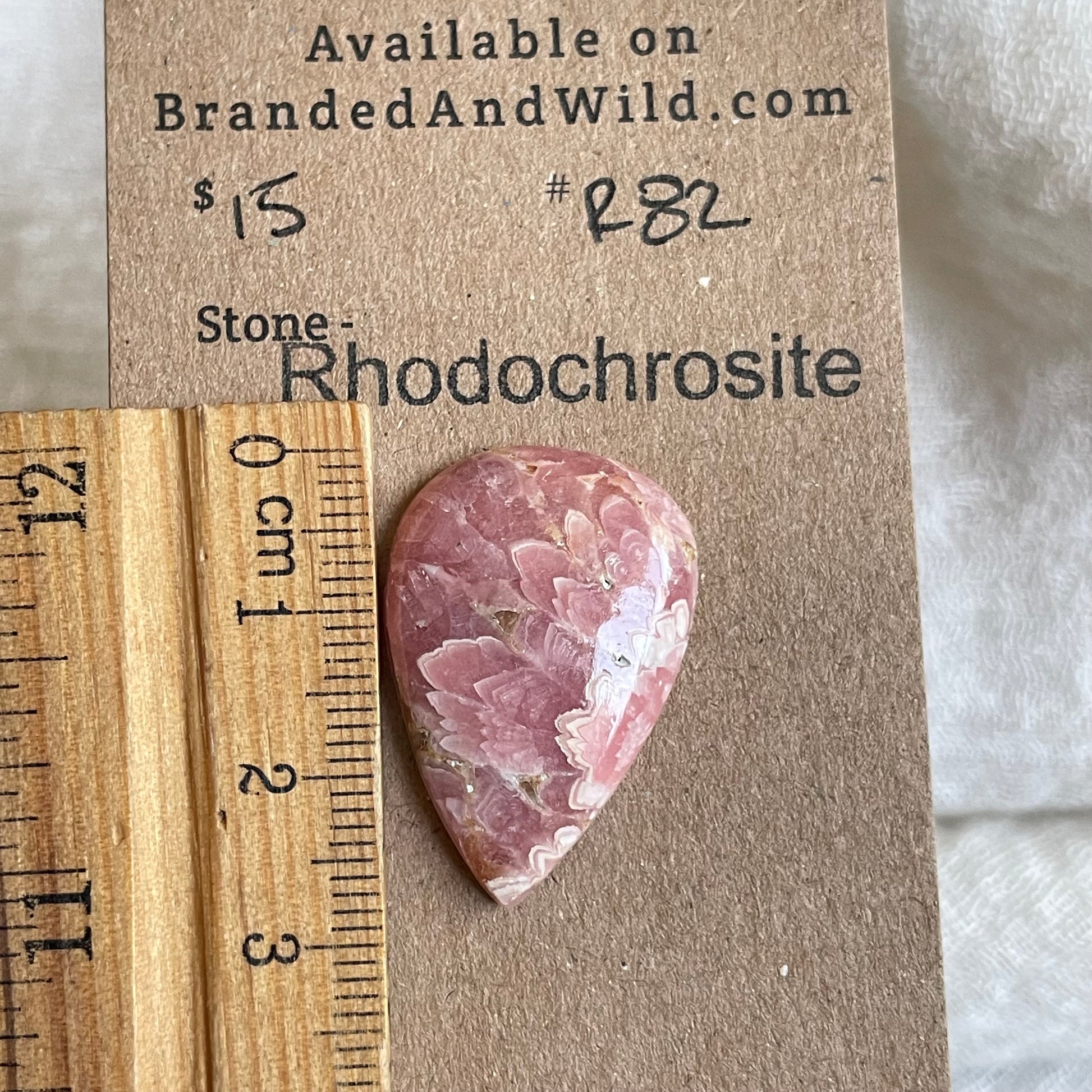 Rhodochrosite Cabochon - R82 46BC1700-8512-4D4F-854D-DEDFBFB687F5 Brandedandwild.com