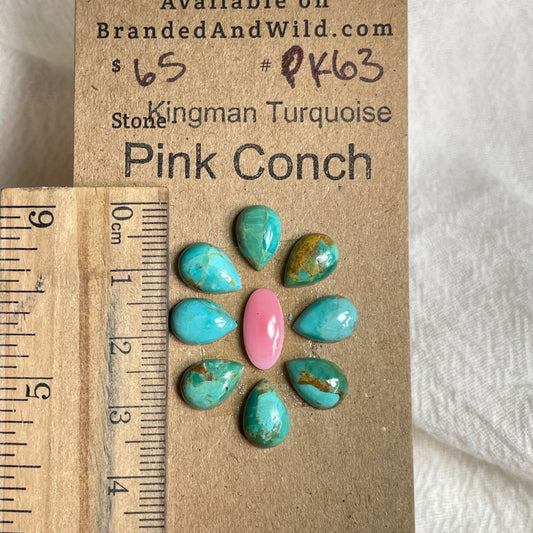 Pink Conch / Kingman Turquoise Cabochon - PK63 477CC0EA-64CB-4ECC-8512-1E0C6492AD3C Brandedandwild.com