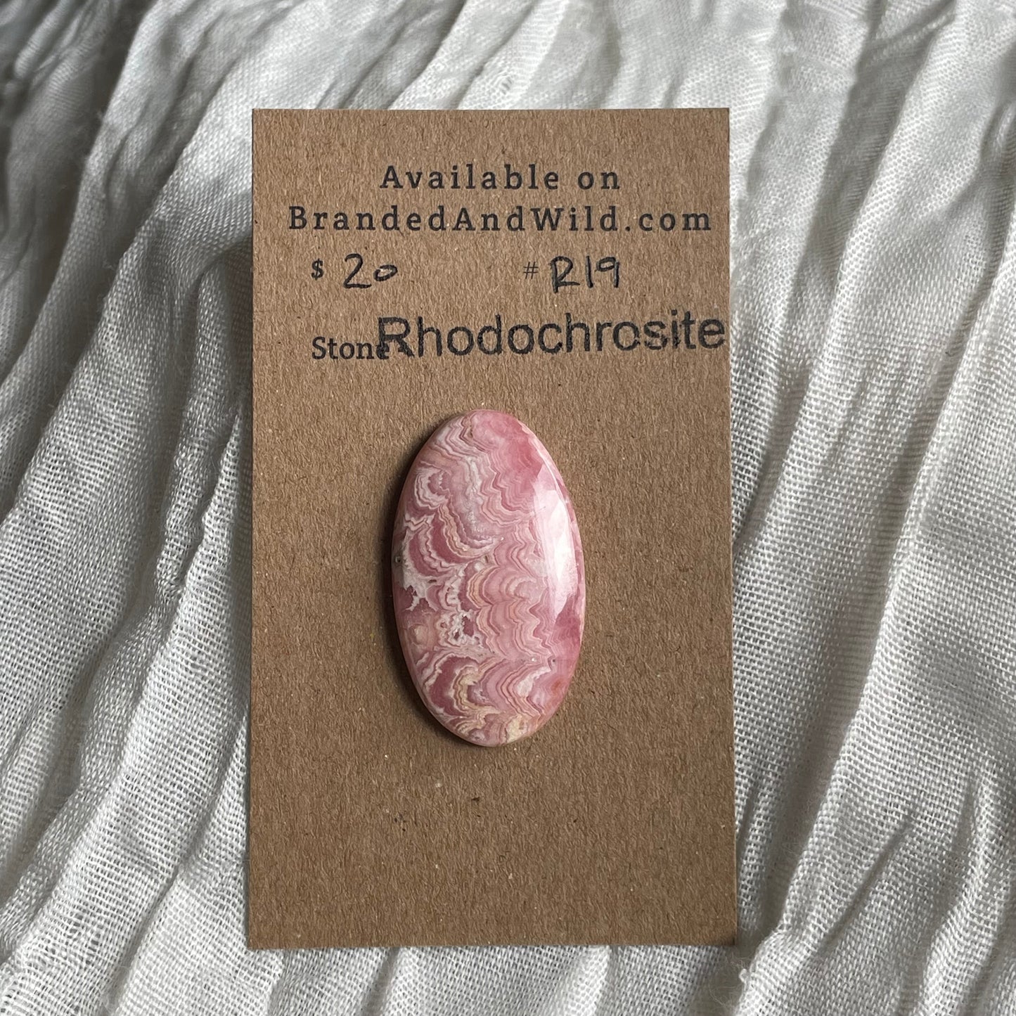 Rhodochrosite Cabochon - R19 48A79E03-D841-4054-9832-3D2C180FEFBD Brandedandwild.com