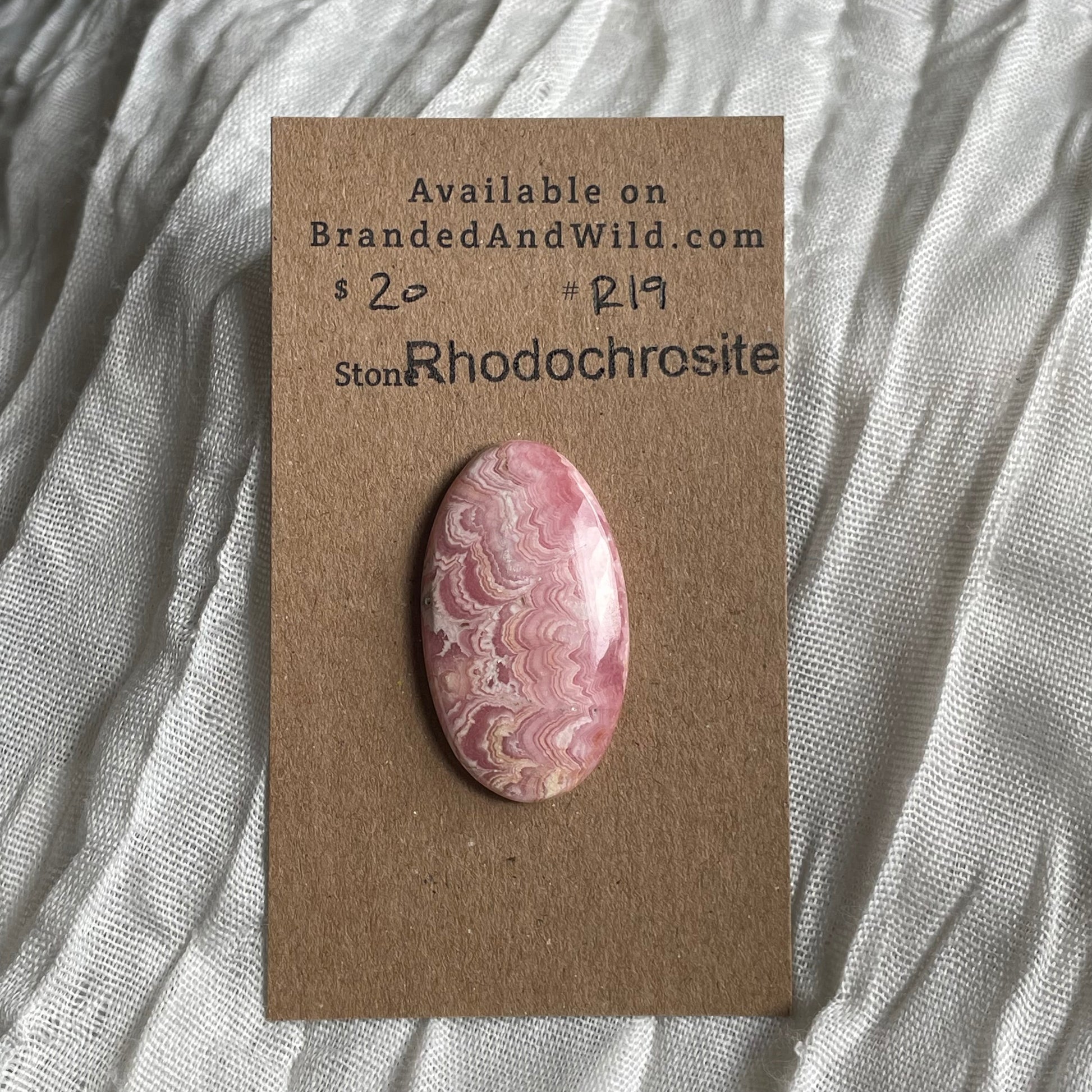 Rhodochrosite Cabochon - R19 48A79E03-D841-4054-9832-3D2C180FEFBD Brandedandwild.com