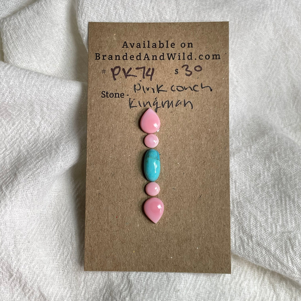 Pink Conch / Kingman Turquoise Cabochon - PK74