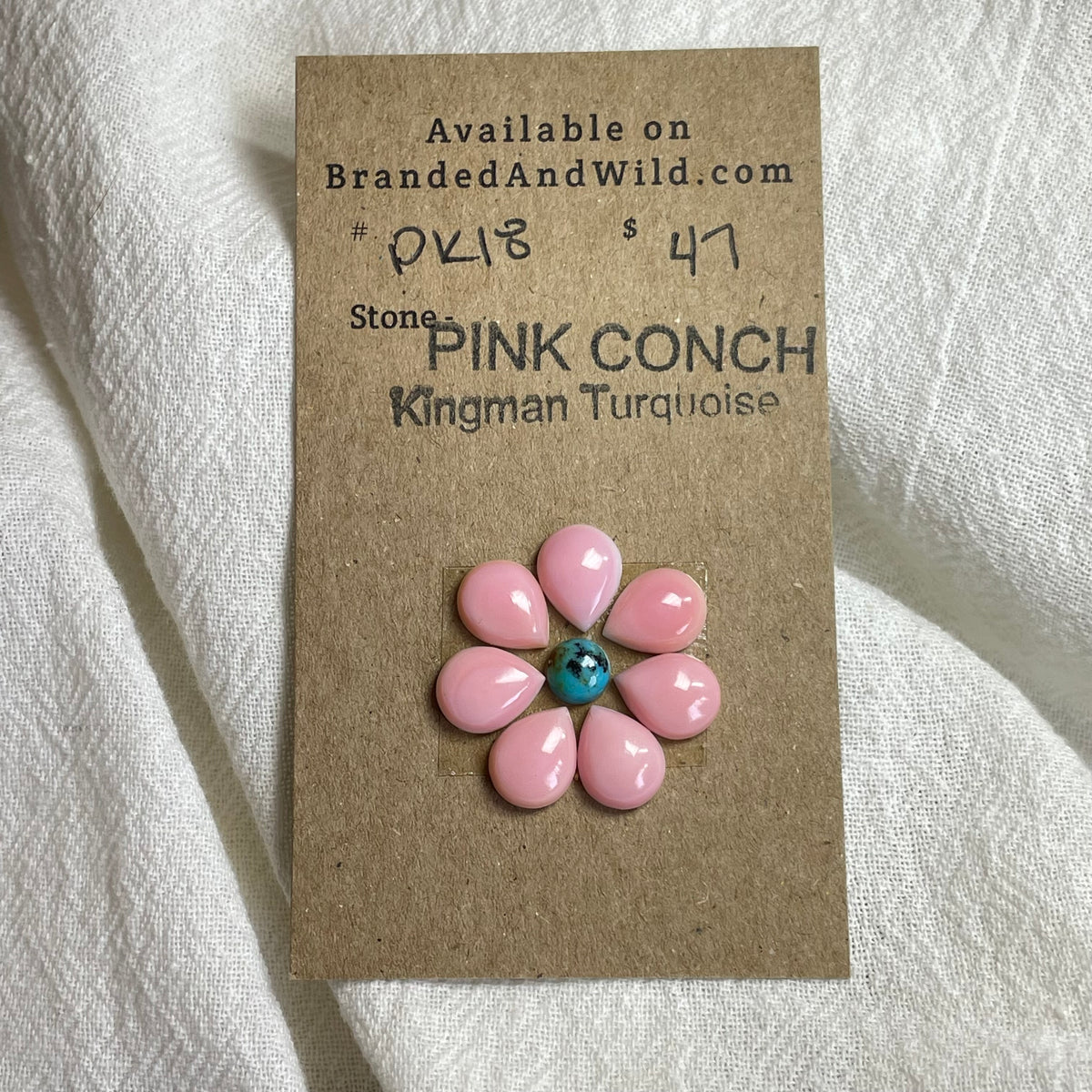Pink Conch / Kingman Turquoise Cabochon - PK18