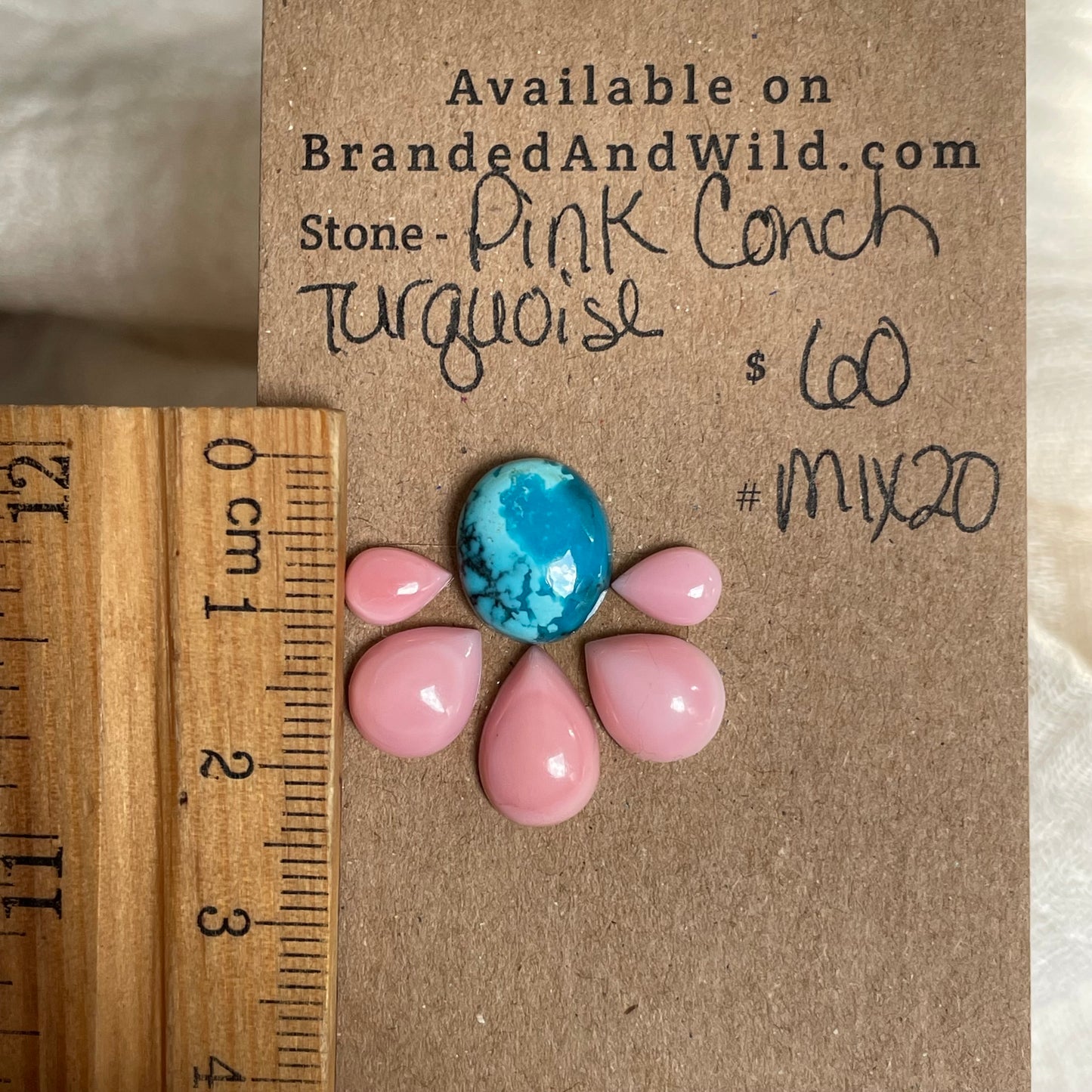 Turquoise / Pink Conch - Cabochon - Mix20 4A5C10D5-3026-4912-86EE-55CAF1BFF758 Brandedandwild.com