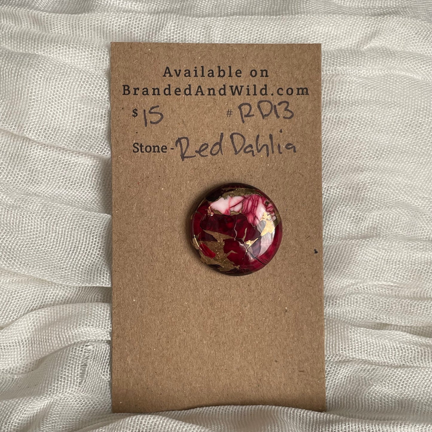 Red Dahlia Cabochon - RD13 4B1ACF58-0A87-4CBF-A9B8-5C455C0D235F Brandedandwild.com