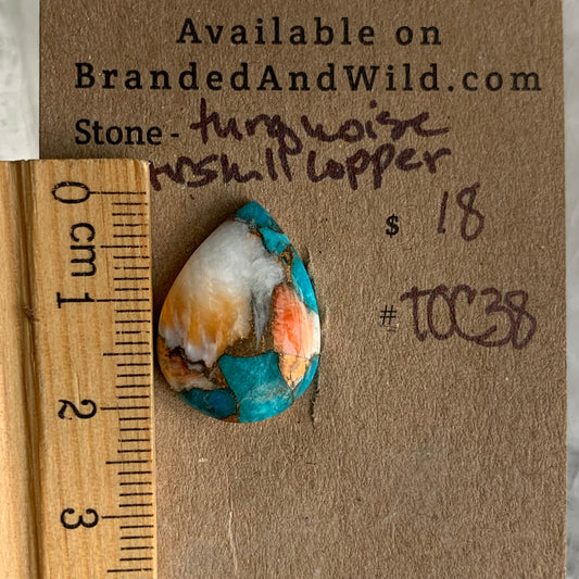 Turquoise, Oystershell, Copper Cabochon - TOC38