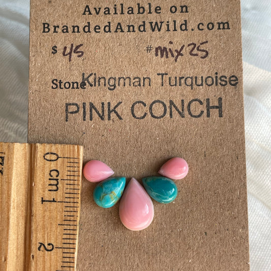 Kingman / Pink Conch Cabochon - MIX25 4DA1FD91-2FB2-4C49-B532-F620066F32A0 Brandedandwild.com