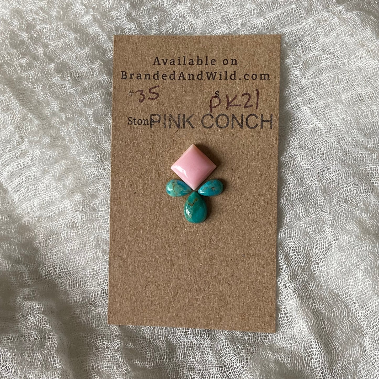 Pink Conch / Kingman Turquoise Cabochon - PK21