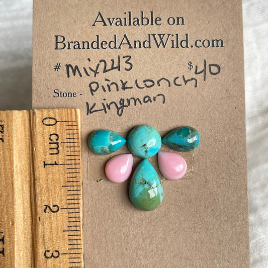 Kingman Turquoise / Pink Conch Cabochon - Mix243 4E94334D-5DE8-4A3A-8BA9-E13C752B33D8 Brandedandwild.com
