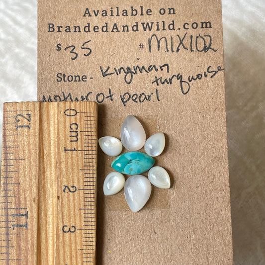 Kingman / Mother of Pearl Cabochon - Mix102 4FDE1D42-B709-4679-BEAE-2AC8AB74D4B6 Brandedandwild.com